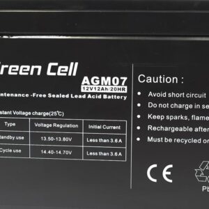 GREEN CELL  GELIO AKUMULIATORIUS AGM07 12V 12AH - Image 2