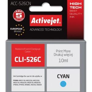 Activejet rašalas ACC-526CN (Canon CLI-526C pakaitalas; Supreme; 10 ml; mėlynos spalvos)