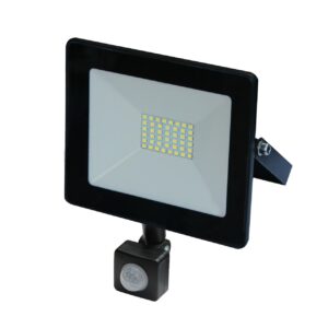 VOLTENO LED PROŽEKTORIUS B.O.SLIM 10W SU JUDESIO JUTIKLIU BALTAS REFLEKTORIUS