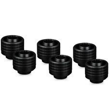Thermal Grizzly DeltaMate Compression Fitting, Brass, G1/4" Thread - Black, ST16, Pack of 6
