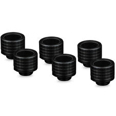 Thermal Grizzly DeltaMate Fitting, Brass, G1/4” Thread - Black, HT16, Pack of 6