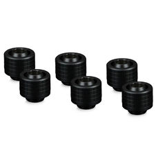 Thermal Grizzly DeltaMate Compression Fitting, Brass, G1/4” Thread - Black, ST13, Pack of 6