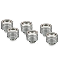 Thermal Grizzly DeltaMate Compression Fitting, Brass, G1/4” Thread - Nickel, ST13, Pack of 6