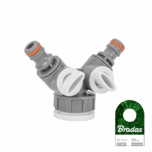 BRADAS 2-krypčių skirstytuvas 1" - 3/4" vidinis sriegis su vožtuvais /WHITE LINE