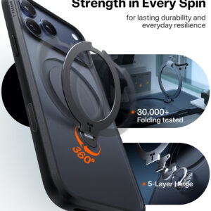 Torras Ostand Q3 Spin, juodos spalvos - Apple iPhone 17 Pro Max - Image 3