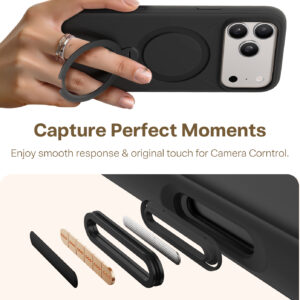 Torras Ostand Q3 Silicone, obsidian juodos spalvos - Apple iPhone 17 Pro - Image 6