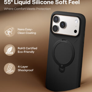 Torras Ostand Q3 Silicone, obsidian juodos spalvos - Apple iPhone 17 Pro Max - Image 3