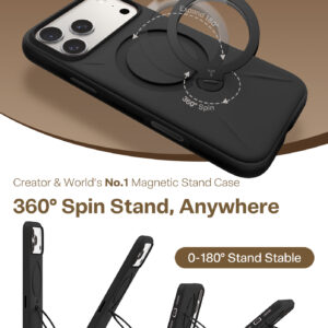 Torras Ostand Q3 Silicone, obsidian juodos spalvos - Apple iPhone 17 Pro Max - Image 5