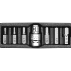YATO šešiakampių antgalių rinkinys, 7 vnt. 0412 4-12mm + ADAPTERIS.