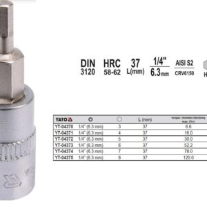 YATO ŠEŠIAKAMPIS RAKTAS 1/4" 6x 37mm 04373