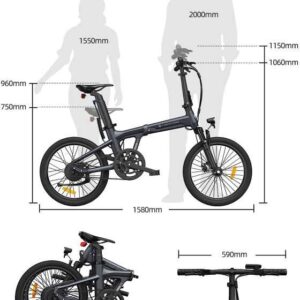 ADO Air 20S elektrinis dviratis (Tarptautinė versija) pilkos spalvos - Image 4