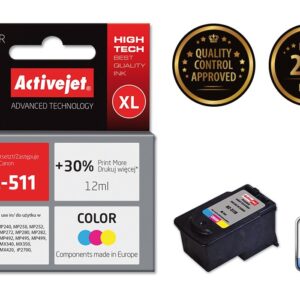 Activejet AC-511R rašalas (Canon CL-511 pakaitalas; Premium; 12 ml; spalvotas) - Image 2