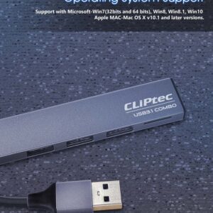 Cliptec Adapter HUB - USB to USB 3.1 + 2xUSB 2.0 + microSD - Slim Combo RZR545 grey - Image 4