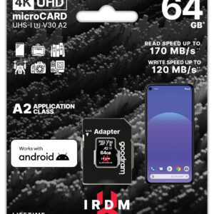 GOODRAM Memory MicroSD Card IRDM - 64GB with adapter UHS I U3 V30 A2 170MB/s - Image 3