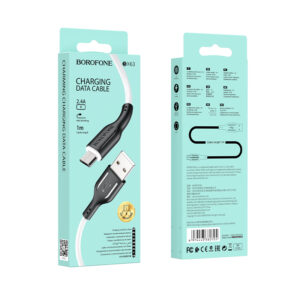 Borofone Cable BX63 Charming - USB to MicroUSB - 2,4A 1 metre black-white - Image 5