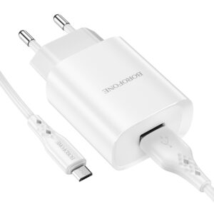 Borofone Wall charger BN1 Innovative - USB - 2,1A with USB to MicroUSB white - Image 2