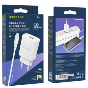 Borofone Wall charger BN1 Innovative - USB - 2,1A with USB to MicroUSB white - Image 6