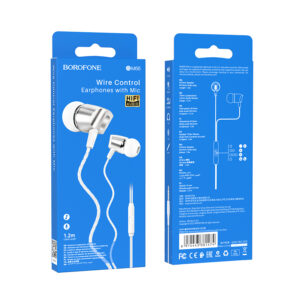 Borofone Earphones BM66 New Sound with microphone silver - Image 5