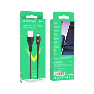 Borofone Cable BX65 Bright - USB to Micro USB - 2A 1 metre black - Image 5