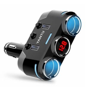Car Cigarette Lighter Socket Splitter B39 Type B - 2 sockets + 2xUSB - 2,1A 100W with display - Image 2
