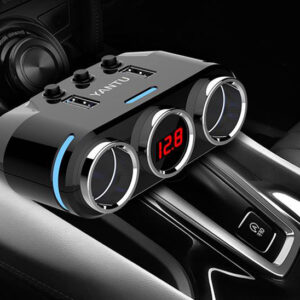 Car Cigarette Lighter Socket Splitter B39 Type B - 2 sockets + 2xUSB - 2,1A 100W with display - Image 7
