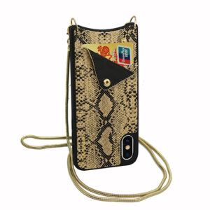 BAG - SNAKE Leather Dėklas - Apple iPhone XS MAX Gold - Image 2