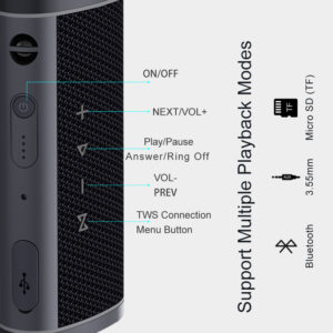 Awei Portable Bluetooth Speaker Y331 TWS waterproof IPX6 juodos spalvos - Image 4