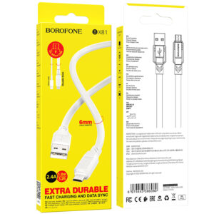 Borofone Cable BX81 Goodway - USB to Micro USB - 2,4A 1 metre white - Image 4