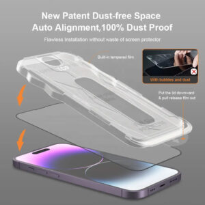 Apsauginis stiklas Full Glue Easy-Stick Box skirtas Apple iPhone X/XS juodos spalvos - Image 6