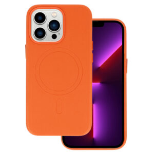 MagSafe Leather Dėklas Apple iPhone 15 oranžinės spalvos - Image 2