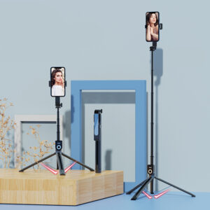 Selfie Stick - with detachable bluetooth remote control and tripod - P81 1,6 metres juodos spalvos - Image 3