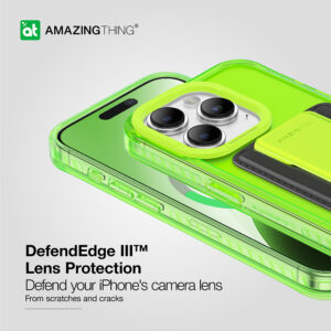 Amazing Thing Titan Pro Neon Mag Wallet Dėklas 10FT IP156.1PTWGN skirtas Apple iPhone 15 Pro green with stand - Image 5