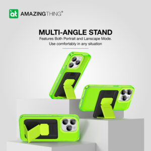 Amazing Thing Titan Pro Neon Mag Wallet Dėklas 10FT IP156.1PTWGN skirtas Apple iPhone 15 Pro green with stand - Image 8