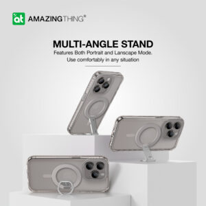 Amazing Thing Titan Pro Mag Ring Grip Dėklas 10FT IP156.7PTRGY skirtas Apple iPhone 15 Pro Max titanium - Image 7