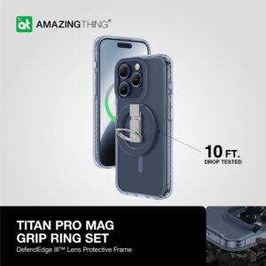 Amazing Thing Titan Pro Mag Ring Grip Dėklas 10FT IP156.7PTRBU skirtas Apple iPhone 15 Pro Max navy - Image 9