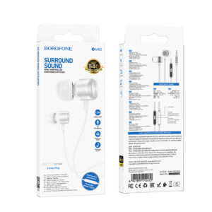 Borofone Earphones BM93 Platinum with microphone silver - Image 4