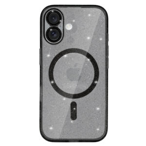 Glitter Magsafe dėklas skirtas Iphone 16 black clear - Image 2