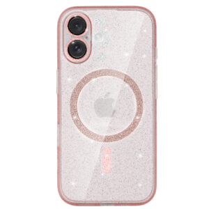 Glitter Magsafe dėklas skirtas Iphone 16 pink clear - Image 2