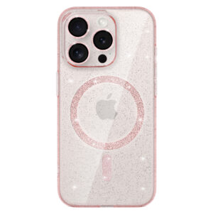 Glitter Magsafe dėklas skirtas Iphone 16 Pro pink clear - Image 2