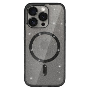 Glitter Magsafe dėklas skirtas Iphone 16 Pro Max black clear - Image 2