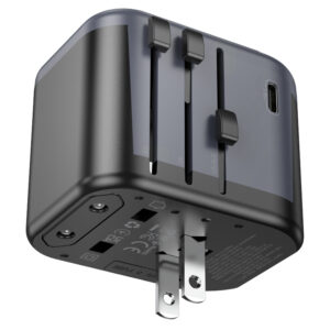 Borofone Travel charger adapter BAC12 - 2xUSB + Typ C - USA, UK, EU, AU black - Image 5