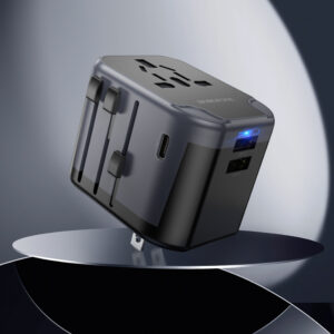 Borofone Travel charger adapter BAC12 - 2xUSB + Typ C - USA, UK, EU, AU black - Image 8