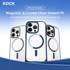 Rock Guard Series Magnetic Case for Iphone 16 transparent-black - Image 2