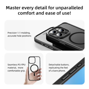 Rock Guard Series Magnetic Case for Iphone 16 transparent-black - Image 9