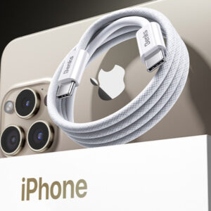 Benks Cable D46 braided - Type C to Lightning - PD 27W 3A 2 metres white - Image 3