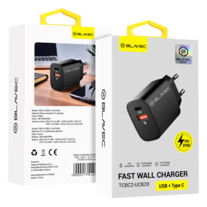 Blavec Wall charger BC-2 - USB + Type C - QC 3.0 PD 20W (TCBC2-UCB20) black - Image 5