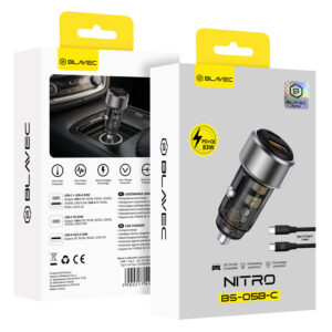 Blavec Automobilinis įkroviklis BS-05B-C Nitro - USB + Type C - QC 3.0 18W PD 65W su Type C į Type C kabeliu (CCBS05BCN-UCB) juodos spalvos - Image 9