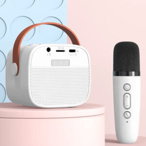 Blavec nešiojama bluetooth kolonėlė WS-07 Karaoke Party - 5W su 2 mikrofonais (WS07-2MW) baltos spalvos - Image 2