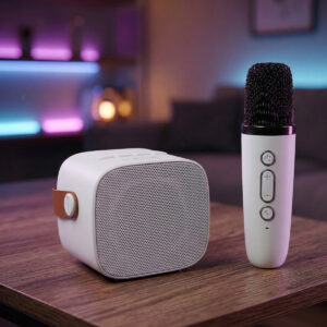 Blavec nešiojama bluetooth kolonėlė WS-07 Karaoke Party - 5W su 2 mikrofonais (WS07-2MW) baltos spalvos - Image 5