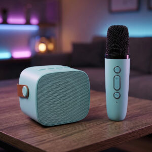 Blavec nešiojama bluetooth kolonėlė WS-07 Karaoke Party - 5W su 2 mikrofonais (WS07-2MBL) mėlynos spalvos - Image 5